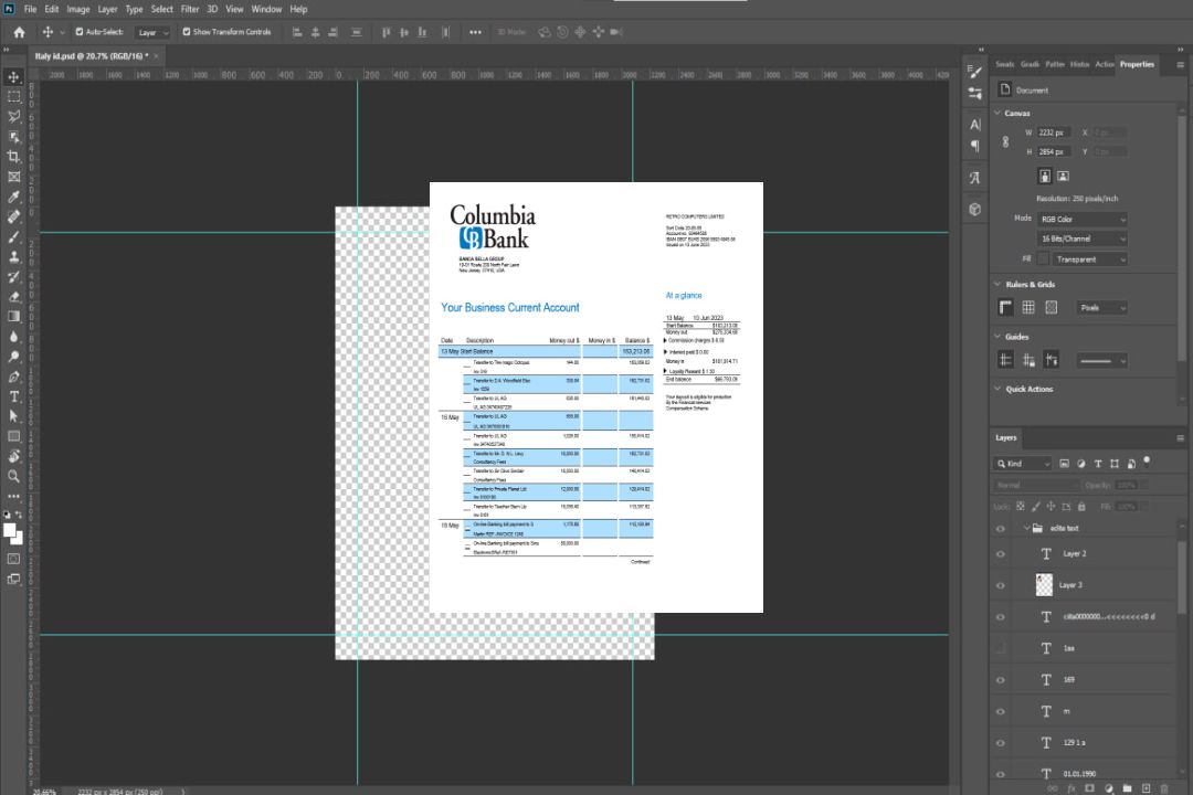 Modèle Word et PDF de relevé de compte d'entreprise de la Columbia Bank template Modèle Word et PDF de relevé de compte d'entreprise de la Columbia Bank template